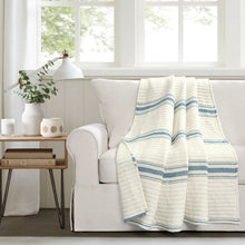 Load image into Gallery viewer, Farmhouse Stripe Kantha Pick Stitch Yarn Dyed Cotton Woven Throw
