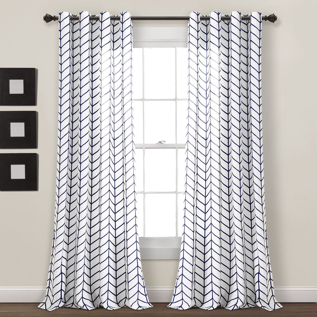 Calia Chevron Geo Window Curtain Panels Set