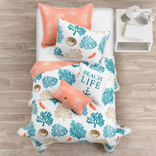 Load image into Gallery viewer, Coastal Reef Feather Reversible Quilt Set
