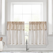 Cargar imagen en el visor de la galería, Linen Button Kitchen Window Tiers Set
