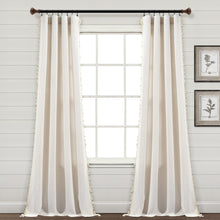 Load image into Gallery viewer, Faux Linen Tassel Window Curtain Panel
