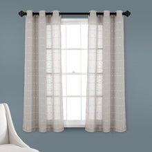 Cargar imagen en el visor de la galería, Farmhouse Textured Grommet Sheer Window Curtain Panel Set
