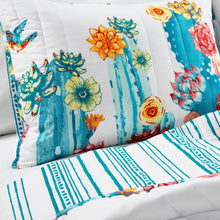 Cargar imagen en el visor de la galería, Southwest Vibrant Cactus Reversible 3 Piece Quilt Set
