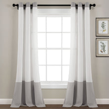 Load image into Gallery viewer, Faux Linen Grommet Color Block Window Curtain Panel
