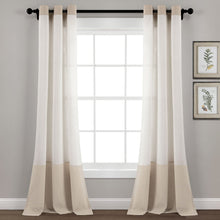 Load image into Gallery viewer, Faux Linen Grommet Color Block Window Curtain Panel
