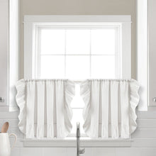 Cargar imagen en el visor de la galería, Faux Linen Ruffle Kitchen Window Tiers Set
