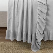 Cargar imagen en el visor de la galería, Reyna Soft Knitted Ruffle Blanket/Coverlet
