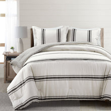 Cargar imagen en el visor de la galería, Farmhouse Stripe Reversible Comforter Set
