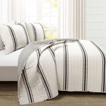 Load image into Gallery viewer, Farmhouse Stripe Reversible Cotton Quilt Set
