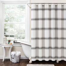 Cargar imagen en el visor de la galería, Farmhouse Stripe 100% Cotton Shower Curtain
