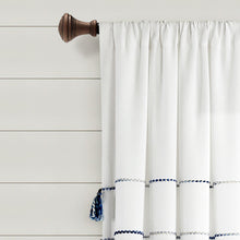 Carregar imagem no visualizador da galeria, Farmhouse Boho Stripe Woven Tassel Yarn Dyed Recycled Cotton Blend Window Curtain Panel Set
