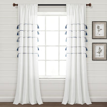 Carregar imagem no visualizador da galeria, Farmhouse Boho Stripe Woven Tassel Yarn Dyed Recycled Cotton Blend Window Curtain Panel Set
