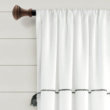 Cargar imagen en el visor de la galería, Farmhouse Boho Stripe Woven Tassel Yarn Dyed Recycled Cotton Blend Window Curtain Panel Set
