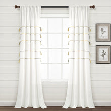 Carregar imagem no visualizador da galeria, Farmhouse Boho Stripe Woven Tassel Yarn Dyed Recycled Cotton Blend Window Curtain Panel Set
