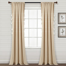 Load image into Gallery viewer, Farmhouse Boho Stripe Woven Tassel Yarn Dyed Recycled Cotton Blend Window Curtain Panel Set
