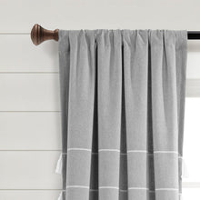 Carregar imagem no visualizador da galeria, Farmhouse Boho Stripe Woven Tassel Yarn Dyed Recycled Cotton Blend Window Curtain Panel Set
