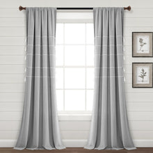 Carregar imagem no visualizador da galeria, Farmhouse Boho Stripe Woven Tassel Yarn Dyed Recycled Cotton Blend Window Curtain Panel Set
