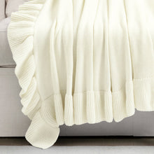 Load image into Gallery viewer, Reyna Soft Knitted Ruffle Throw
