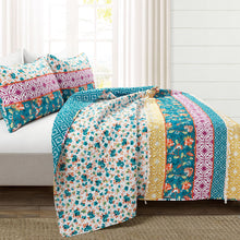 Load image into Gallery viewer, Emily Boho Stripe Reversible 3 Piece Quilt Set
