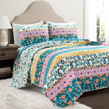 Load image into Gallery viewer, Emily Boho Stripe Reversible 3 Piece Quilt Set
