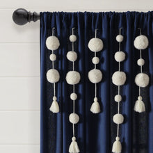 Load image into Gallery viewer, Boho Pom Pom Tassel Faux Linen Window Curtain Panel
