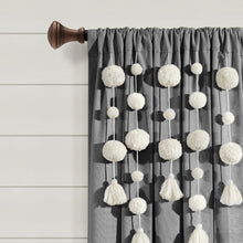 Load image into Gallery viewer, Boho Pom Pom Tassel Faux Linen Window Curtain Panel
