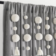 Load image into Gallery viewer, Boho Pom Pom Tassel Faux Linen Window Curtain Panel
