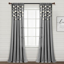 Load image into Gallery viewer, Boho Pom Pom Tassel Faux Linen Window Curtain Panel
