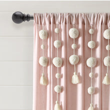 Load image into Gallery viewer, Boho Pom Pom Tassel Faux Linen Window Curtain Panel
