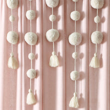 Load image into Gallery viewer, Boho Pom Pom Tassel Faux Linen Window Curtain Panel
