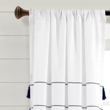 Load image into Gallery viewer, Farmhouse Boho Stripe Woven Tassel Yarn Dyed Recycled Cotton Blend Window Curtain Panel Set
