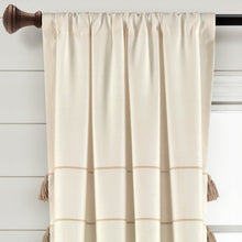 Load image into Gallery viewer, Farmhouse Boho Stripe Woven Tassel Yarn Dyed Recycled Cotton Blend Window Curtain Panel Set
