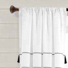 Cargar imagen en el visor de la galería, Farmhouse Boho Stripe Woven Tassel Yarn Dyed Recycled Cotton Blend Window Curtain Panel Set
