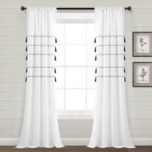 Load image into Gallery viewer, Farmhouse Boho Stripe Woven Tassel Yarn Dyed Recycled Cotton Blend Window Curtain Panel Set
