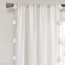 Load image into Gallery viewer, Boho Faux Linen Texture Tassel Window Curtain Panel
