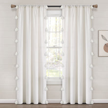 Load image into Gallery viewer, Boho Faux Linen Texture Tassel Window Curtain Panel
