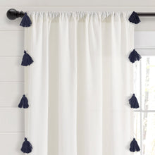 Load image into Gallery viewer, Boho Faux Linen Texture Tassel Window Curtain Panel
