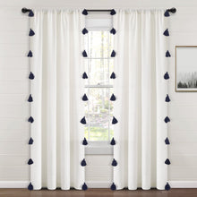 Load image into Gallery viewer, Boho Faux Linen Texture Tassel Window Curtain Panel
