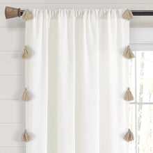 Load image into Gallery viewer, Boho Faux Linen Texture Tassel Window Curtain Panel
