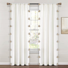 Load image into Gallery viewer, Boho Faux Linen Texture Tassel Window Curtain Panel
