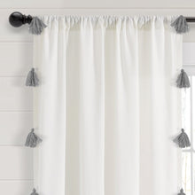 Load image into Gallery viewer, Boho Faux Linen Texture Tassel Window Curtain Panel
