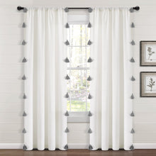 Load image into Gallery viewer, Boho Faux Linen Texture Tassel Window Curtain Panel
