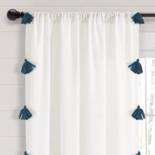 Cargar imagen en el visor de la galería, Boho Faux Linen Texture Tassel Window Curtain Panel
