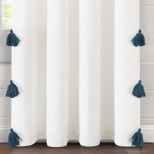 Load image into Gallery viewer, Boho Faux Linen Texture Tassel Window Curtain Panel
