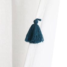 Cargar imagen en el visor de la galería, Boho Faux Linen Texture Tassel Window Curtain Panel
