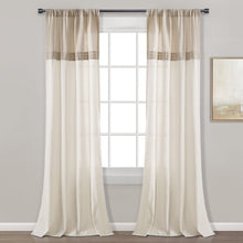 Cargar imagen en el visor de la galería, Farmhouse Faux Linen Colorblock Pleated Window Curtains
