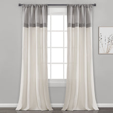 Cargar imagen en el visor de la galería, Farmhouse Faux Linen Colorblock Pleated Window Curtains
