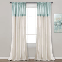 Cargar imagen en el visor de la galería, Farmhouse Faux Linen Colorblock Pleated Window Curtains
