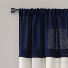 Cargar imagen en el visor de la galería, Farmhouse Faux Linen Colorblock Pleated Window Curtains
