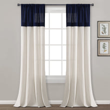 Cargar imagen en el visor de la galería, Farmhouse Faux Linen Colorblock Pleated Window Curtains
